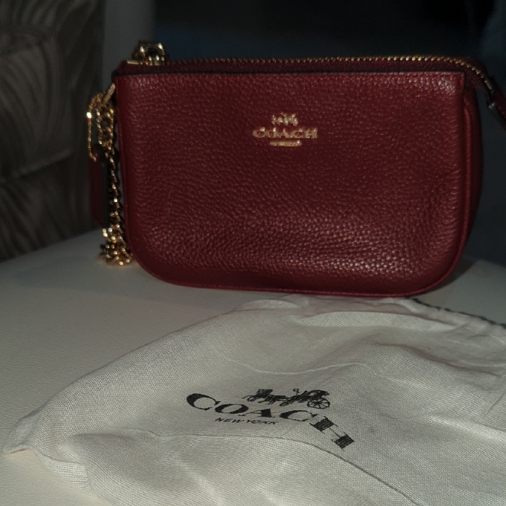Coach Burgundy Leather Lolita Wristlet With Hang Tags And Dusty!